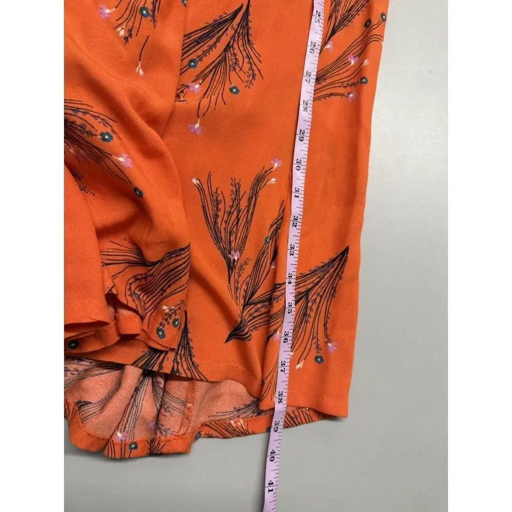 Free People Retro coral orange floral print midi dress. Womens. Sz 2 - Picture 8 of 14